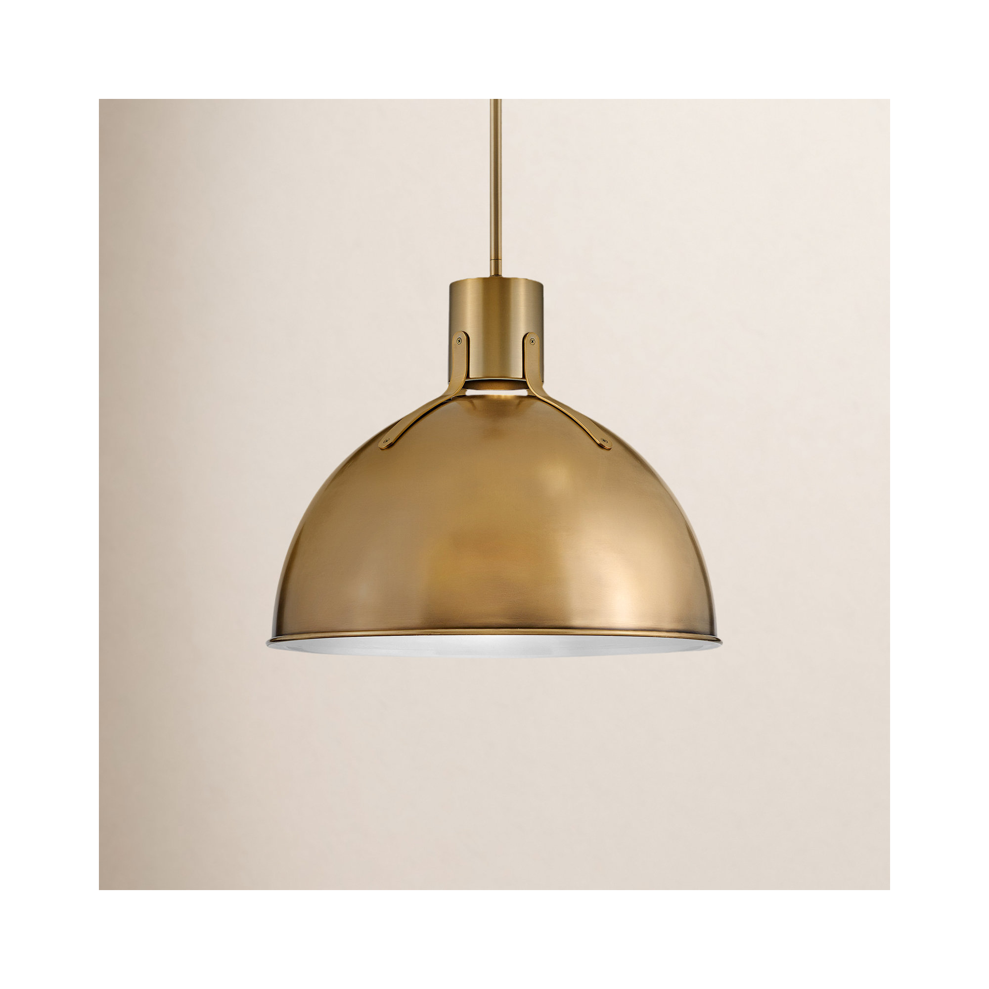Clendon 1 - Light Single Dome Pendant, Heritage Brass, Heritage Brass, 17" H x 20" W x 20" D