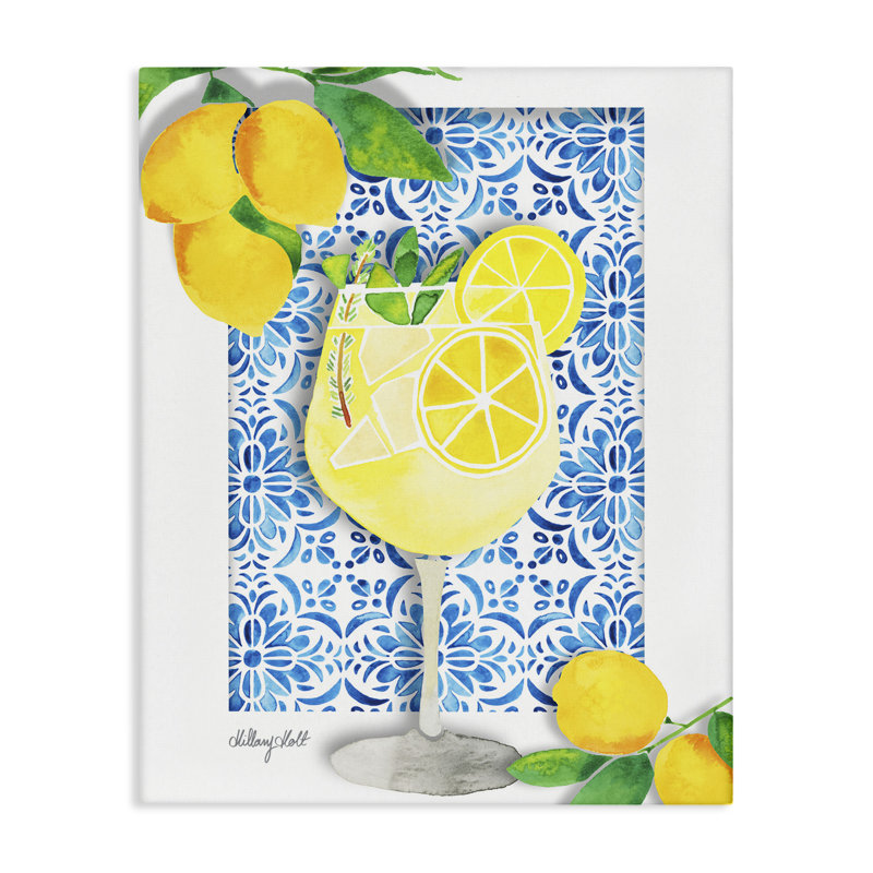Toile méditerranéenne Limoncello Drink, conception de Hillary Holt, H 40 po x l 30 po