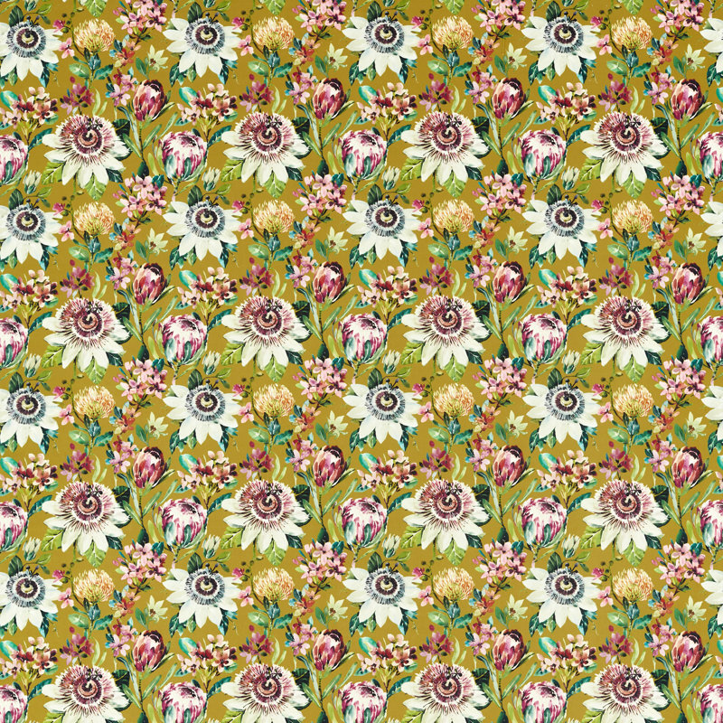 Amazonia Paradise Performance Fabric, Ochre Velvet