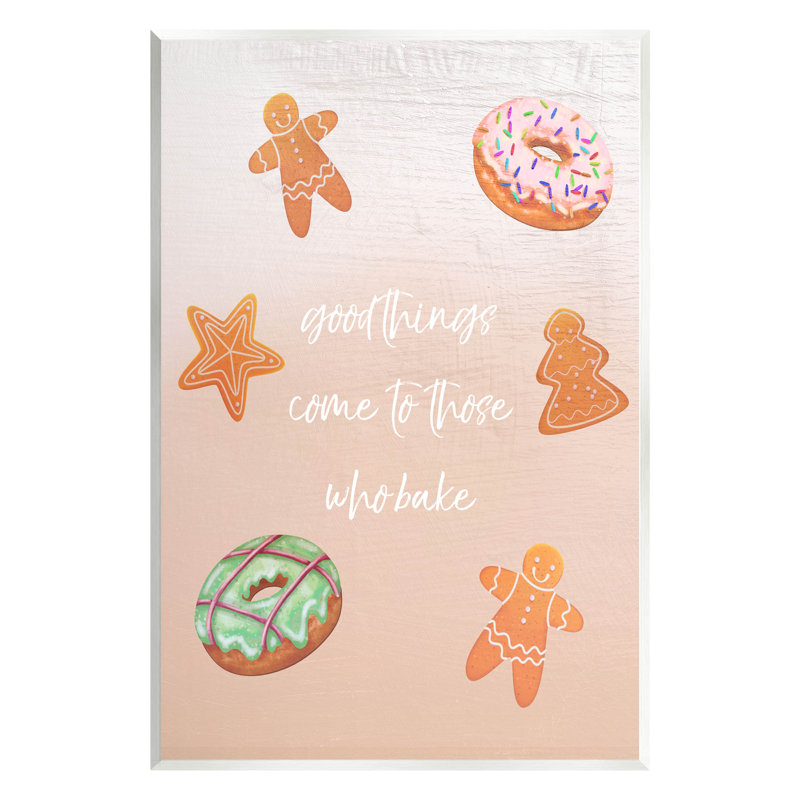 Holiday Cookies Wall Plaque Art in Beige MDF Wood