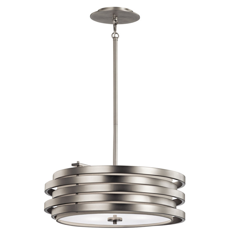Lustre tambour 3 lumières , Nickel brossé