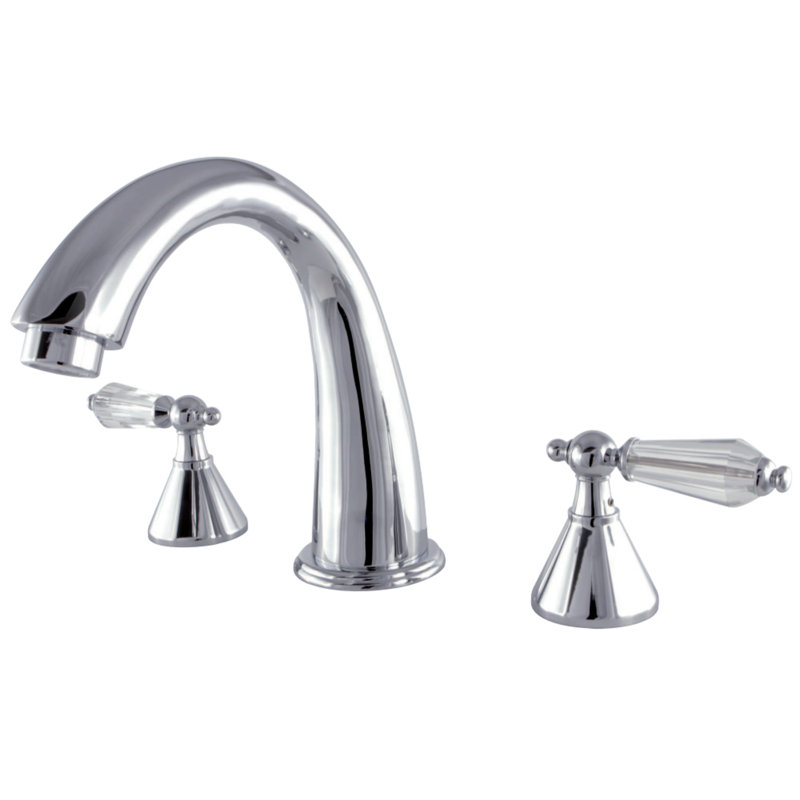 Kingston Brass Wilshire Two-Handle 3-Hole Deck Mount Roman Tub Faucet, Polished Chrome