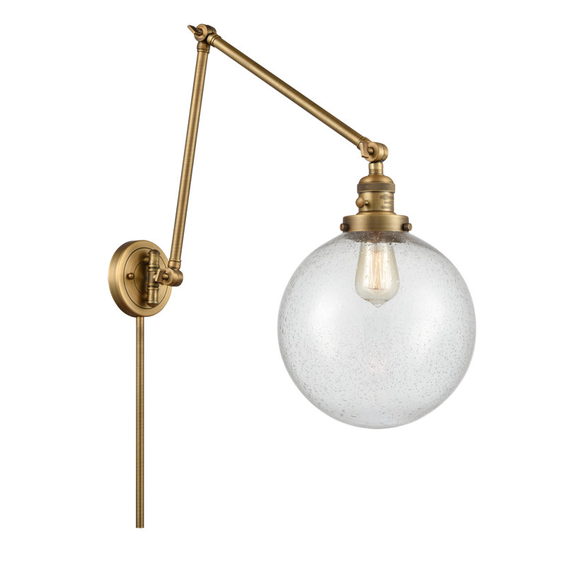 Maxwell Swing Arm Sconce, Seedy, Brushed Brass, 32" H x 10" W x 32" D