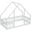 Lit simple en bois avec garde-corps et conception de maison en pin blanc pour une bonne nuit de sommeil-121104161