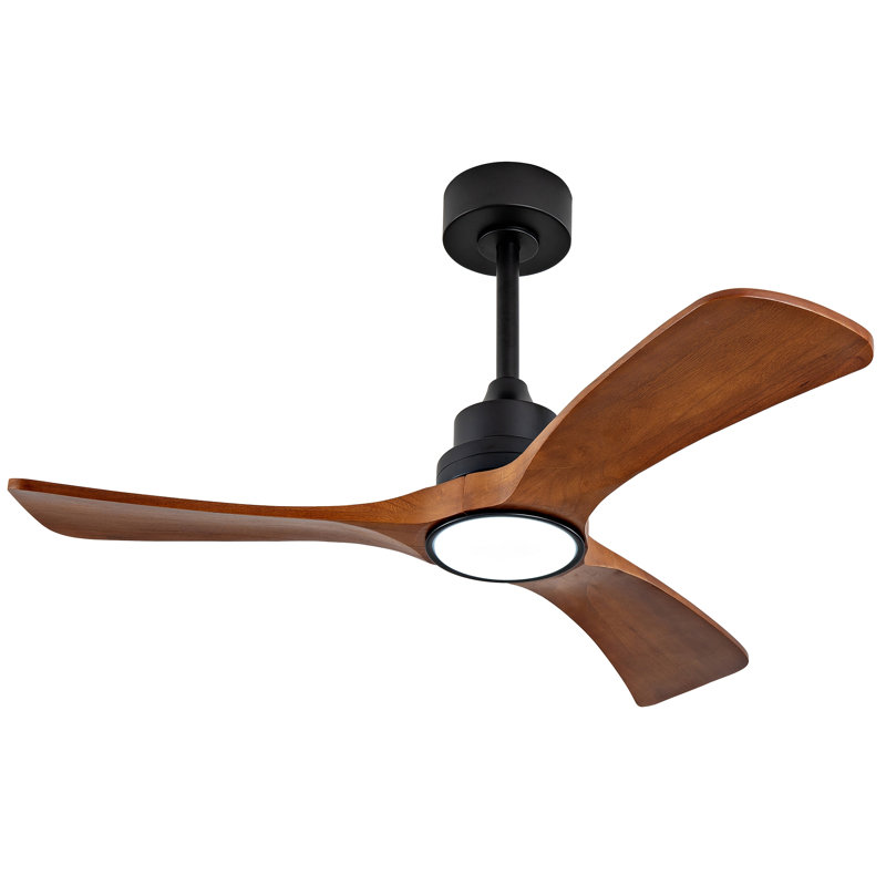 Wood Ceiling Fan With 3 Solid Wood Blades Remote Control Reversible DC Motor For Living Room, 42.03" Wide