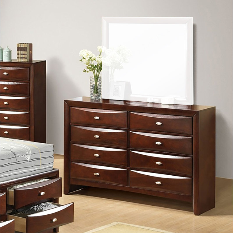 Commode 8 tiroirs Minetye, Cerise foncée
