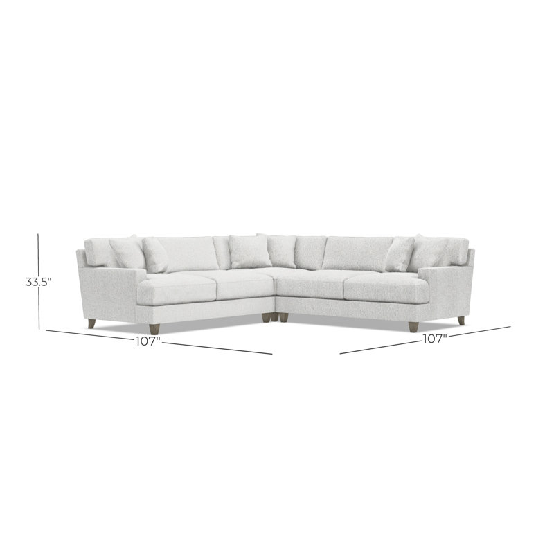 Bernhardt Mila 4-Piece Fabric Sectional, Symmetrical, 33.5" H x 107" W x 107" D, White Polyester