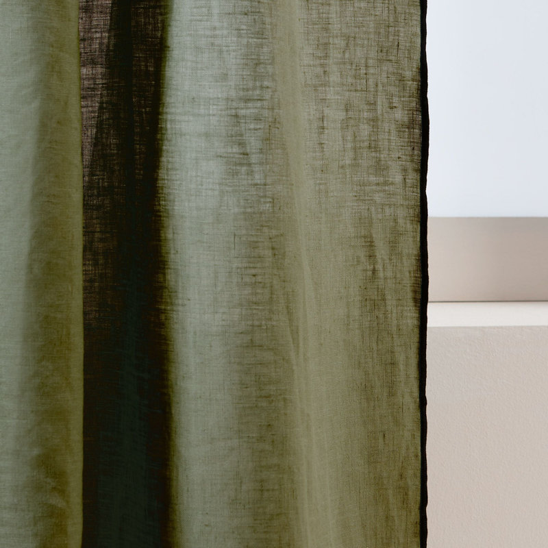 Carlina Linen Curtain Single Panel, Width 200 x Drop 280cm, Green