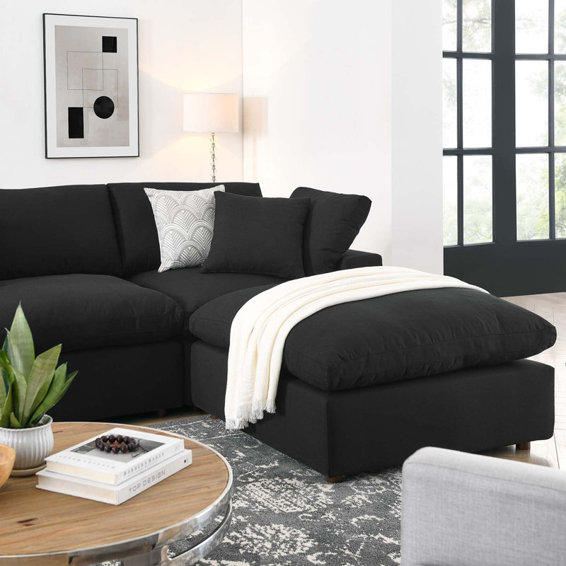 Ensemble de canapé modulaire rembourré et rembourré Commix, 7 pièces avec Chase par Modway, Noir