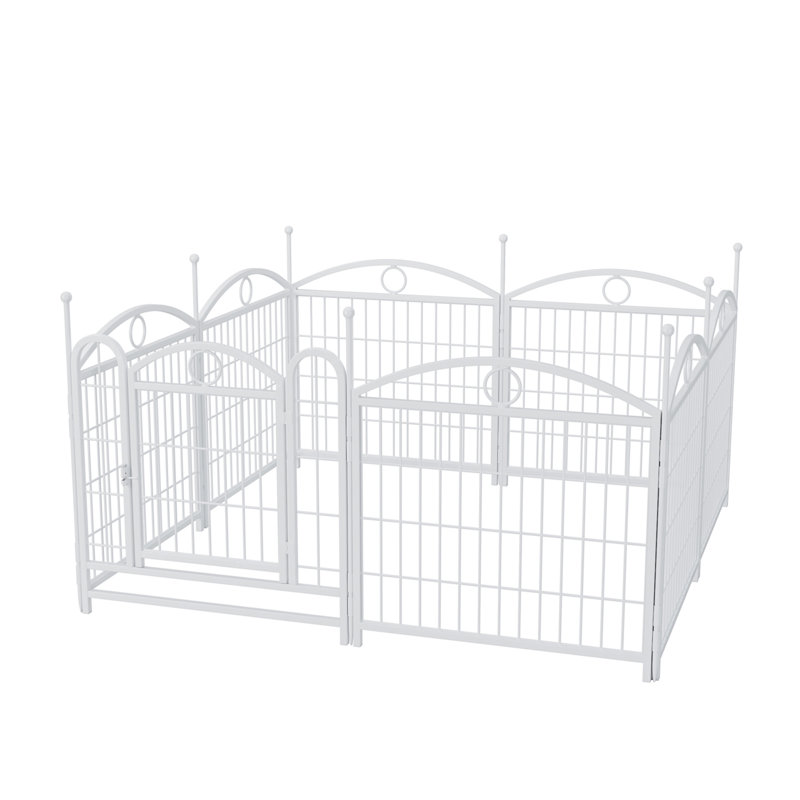 Parc pour chien intérieur 24 pouces 8 panneaux enclos en métal pour animaux de compagnie, Blanc