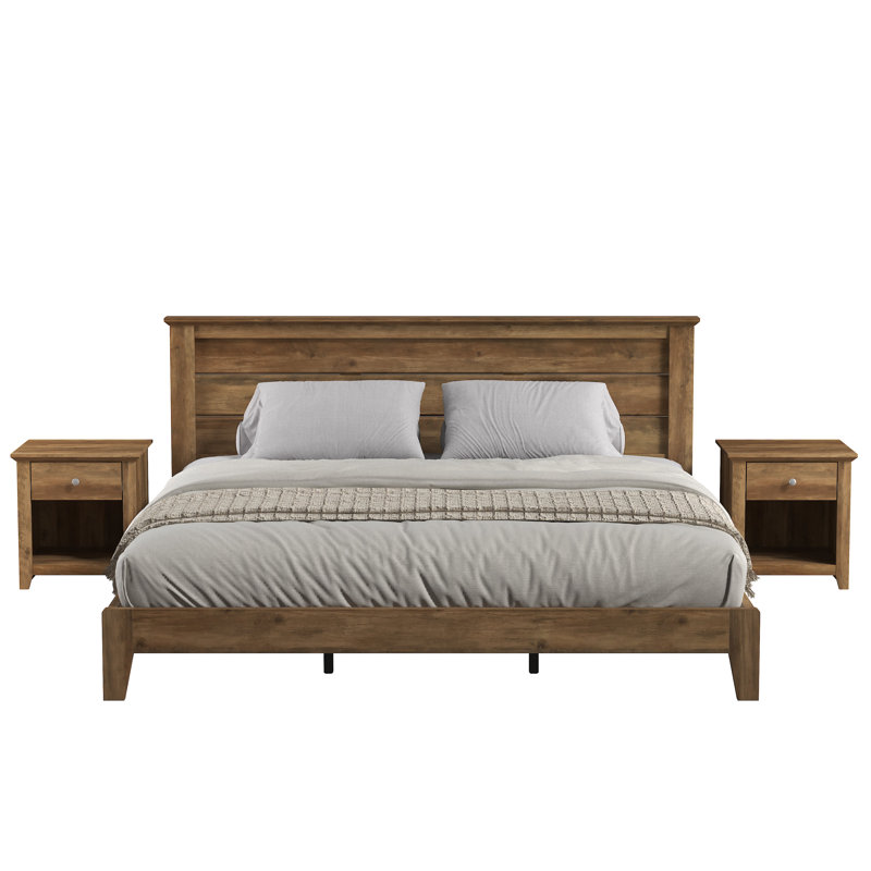 Tevrat 3 Pieces Bedroom Sets, King, Knotty Oak