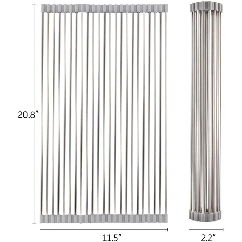 Panier à vaisselle en acier inoxydable, H 0,5 po x l 11,5 po x P 20,8 po, Gris chaud