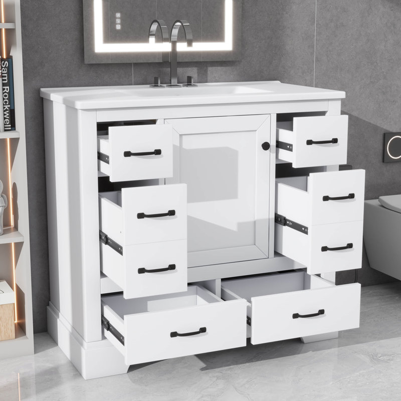 Tablette réglable pour meuble-lavabo moderne 36 po, Blanc