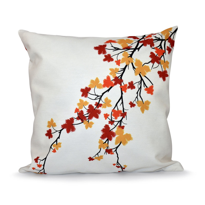 Floral Outdoor Reversible Throw Pillow, 20"x20", Orange