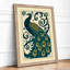 Ornamental Peacock Art Deco - Framed Print-293802561-293802566