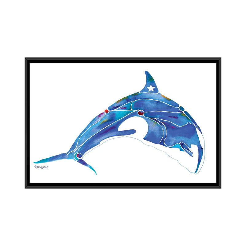 " Whale Orca " by Jo Lynch, No Matte, 18" H x 26" W x 1.5" D, Black Framed Canvas