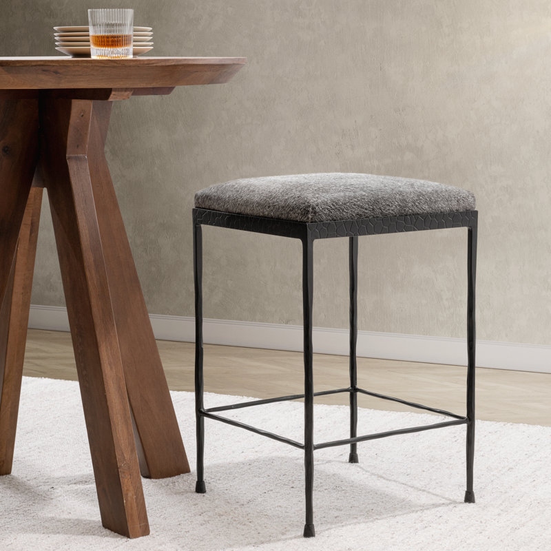 Tabouret de comptoir en cuir Bose, Moineau gris / noir
