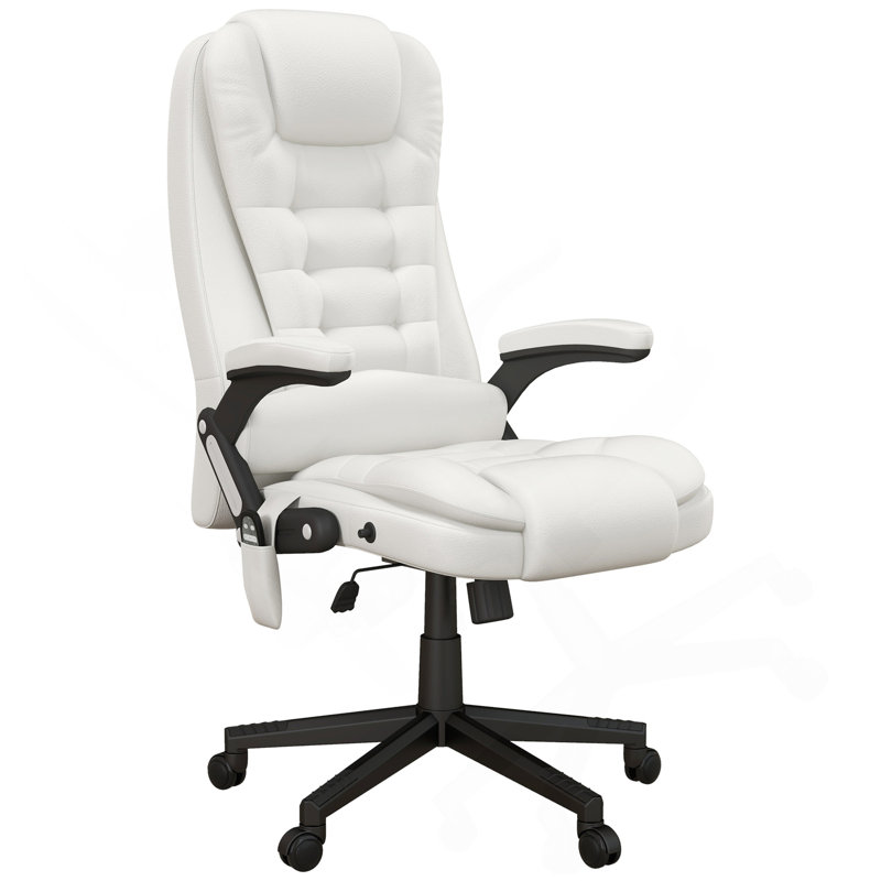 Fauteuil de bureau à haut dossier avec 6 vibrations HOMcom, Blanc