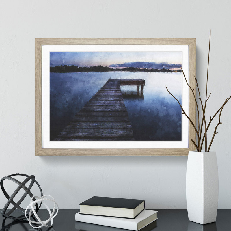 Lake Jetty - Picture Frame Graphic Art, 48cm H x 65cm W x 2cm D, Oak Framed