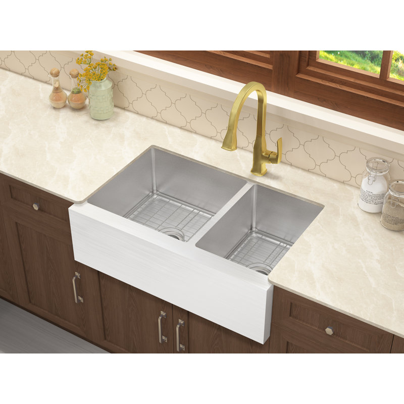 Belleville 33'' L Double Bowl Stainless Steel Kitchen Sink