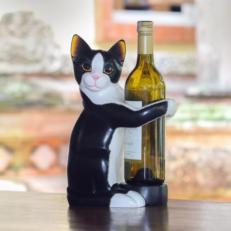 Enyeart Solid Wood Tabletop Wine Bottle Rack in Black