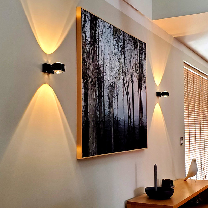 Beam Up & Down wall light with glass lenses, Gold