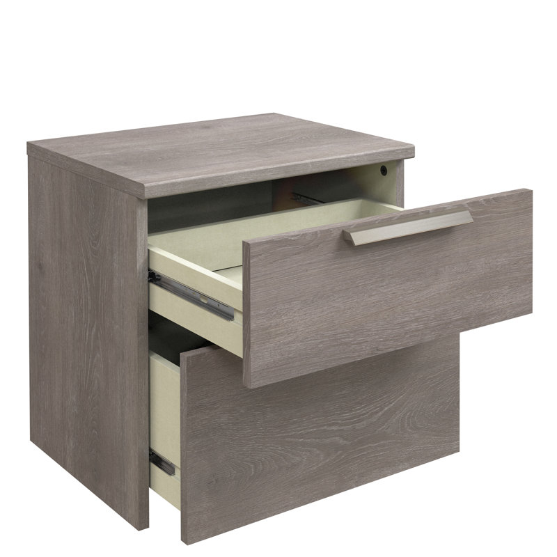 43.5cm W Particle Board Bedside Table, Grey Oak