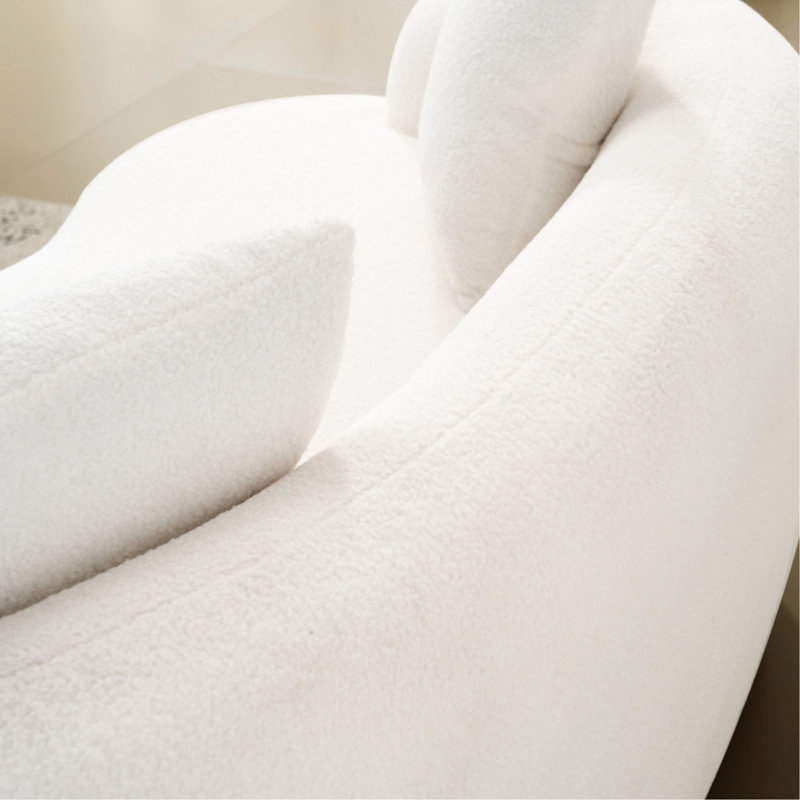 Crème 2 sièges courbés de couleur crème avec accoudoirs ronds, idéal pour les espaces de vie principaux et les petites chambres à coucher, sans assemblage, chambre de bureau confortable en mousse à ressorts haute densité, système éponge