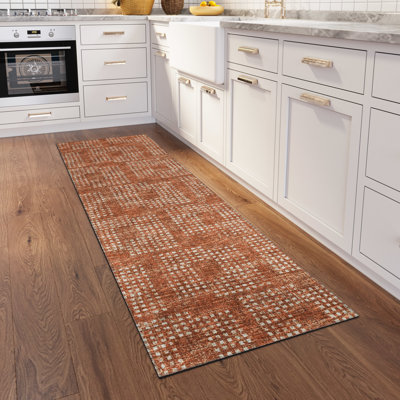 Ilyena Chenille Washable Houndstooth and Geometric Indoor/Outdoor Rug