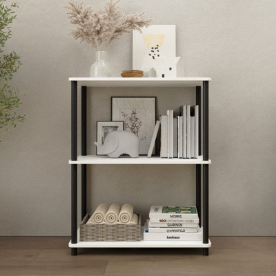 3 Tiers Wood Household Shelving Unit In White (23.54 In. W X 29.72 In. H X 11.73 In. D)