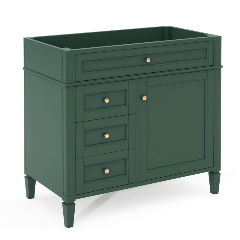 Meuble-lavabo 36 po, rangement moderne avec 2 tiroirs et tiroir basculant. Structure en bois massif. Gris. Glissières de tiroir en métal lisse de 33 po H x 18 po, amplement d'espace de rangement. Conception exquise. Assemblage facile
