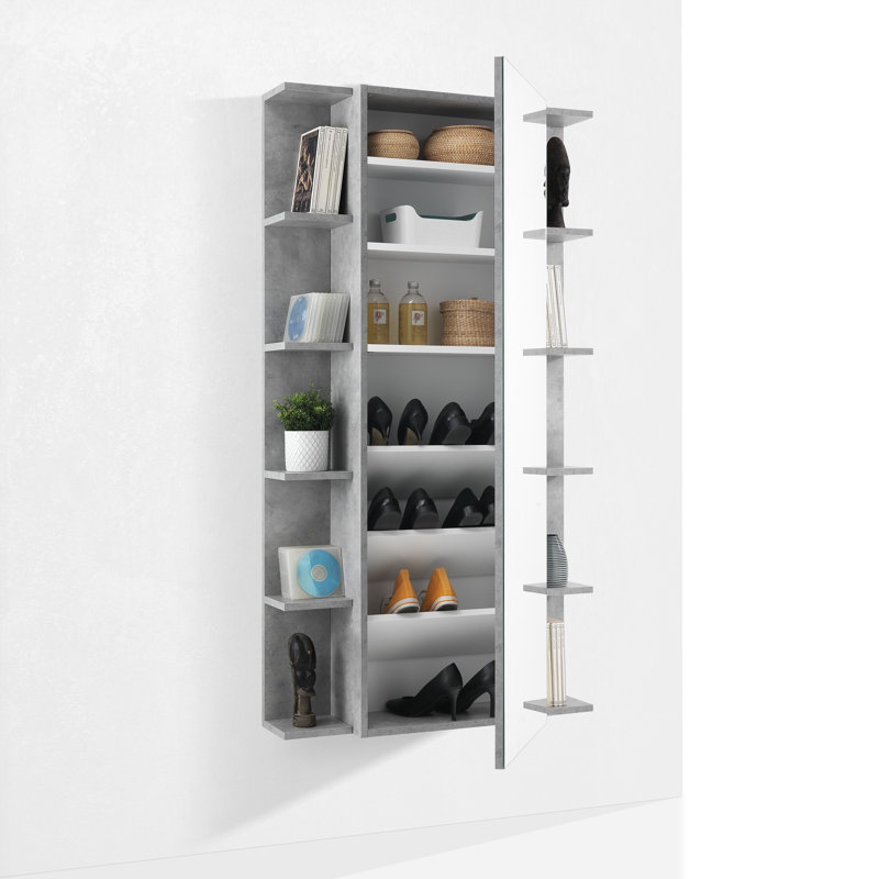 18 Pair Shoe Storage Cabinet, Cement