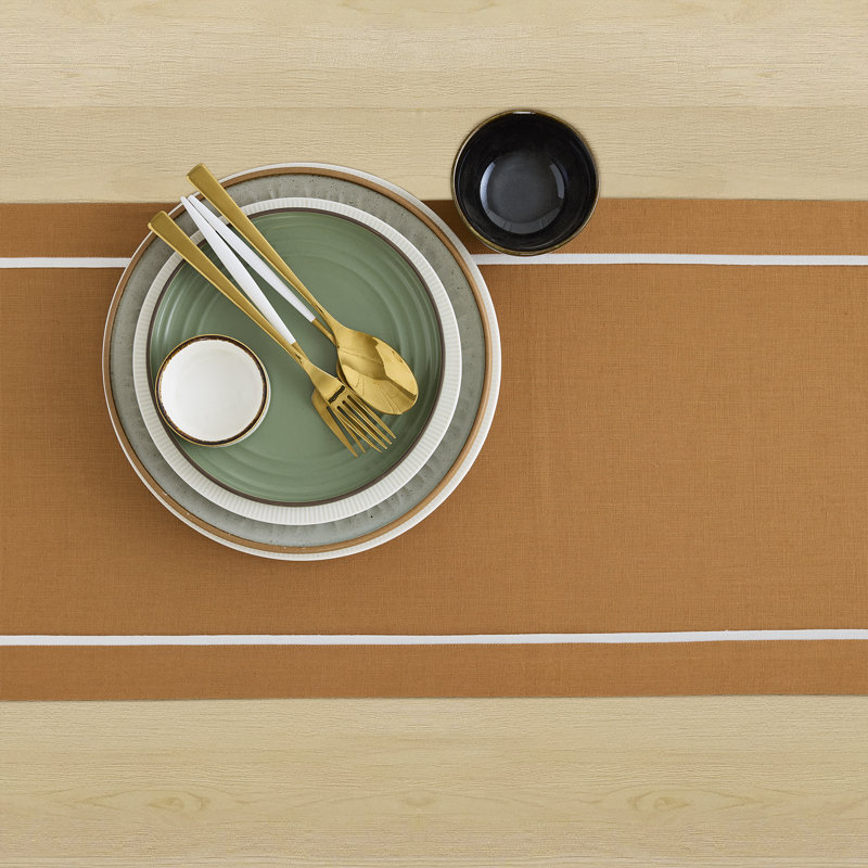 100% Pure Linen Table Runner -kensington, Brown Sugar, 72" x 14"