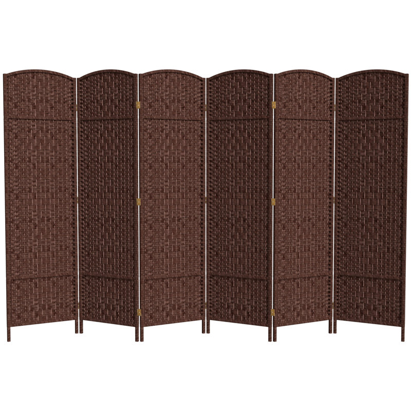 71" Tall Diamond Weave Fiber 6 Panel Room Divider, 4, Natural