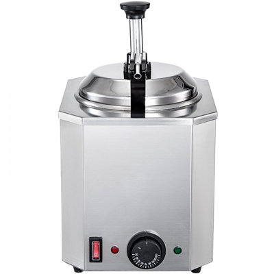 Cheese Dispenser with Pump, 2.6 Qt Capacity Cheese Warmer, Stainless Steel Hot Fudge Warmer with Pump 650W Cheese Dispenser, 30-110? Temp Adjustable, for Hot Fudge Cheese Caramel