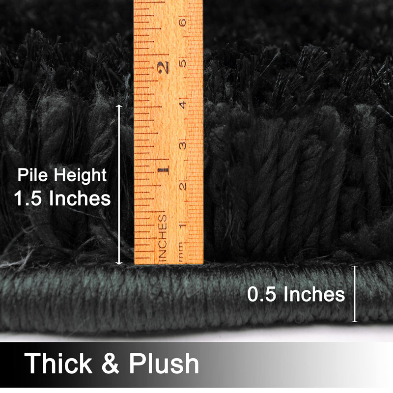 Tapis noir/gris fait main poils longs Bourgogne, Rectangle l 3 pi x L 5 pi