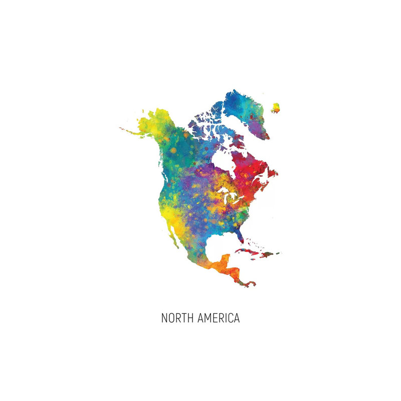 «North America Map» par Michael Tompsett, impression sur toile tendue, H 18 po x l 12 po x 1,5 po