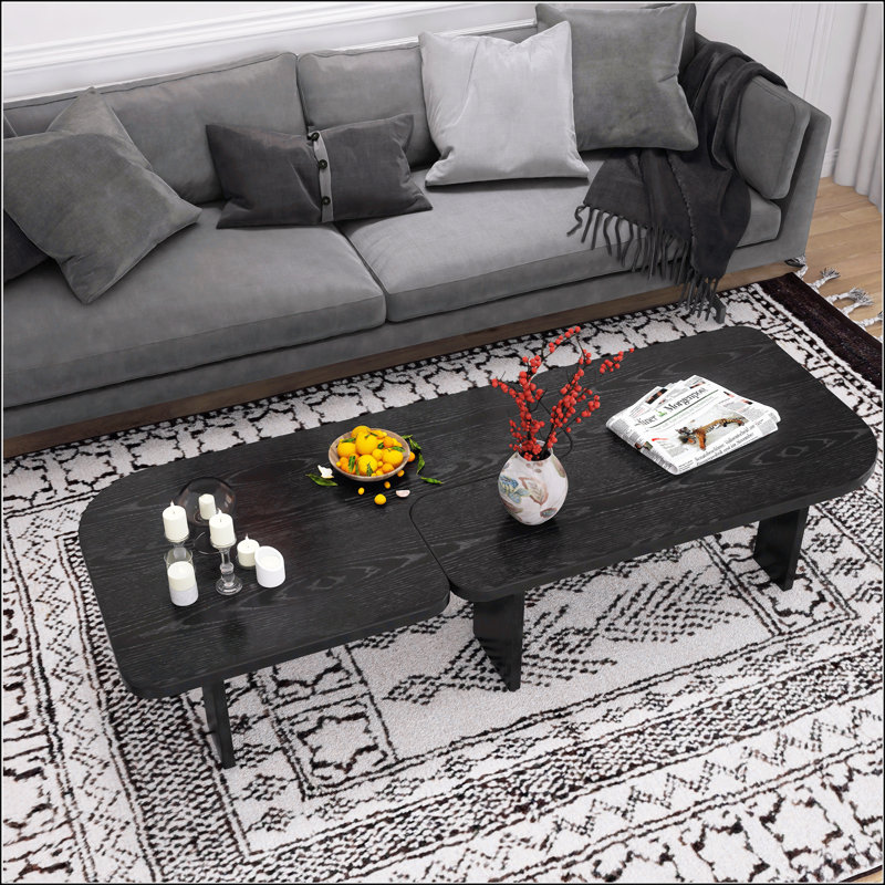 Modern Black Wooden Nesting Coffee Table Set