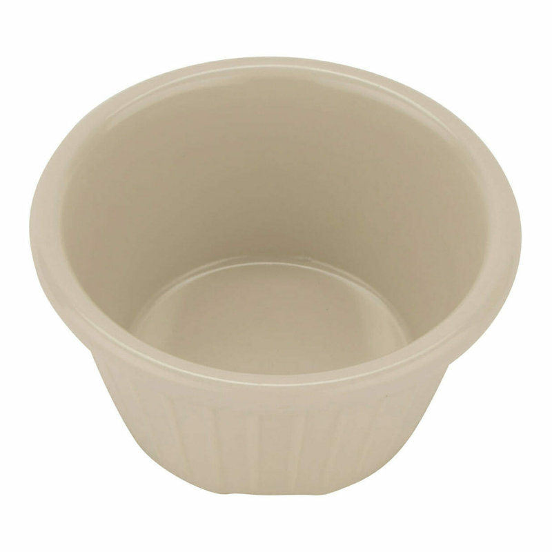 G.E.T. Fluted & Smooth Ramekins Melamine Stainless Steel 12 Piece Ramekin / Soufflé Dish Bakeware Set, Ivory