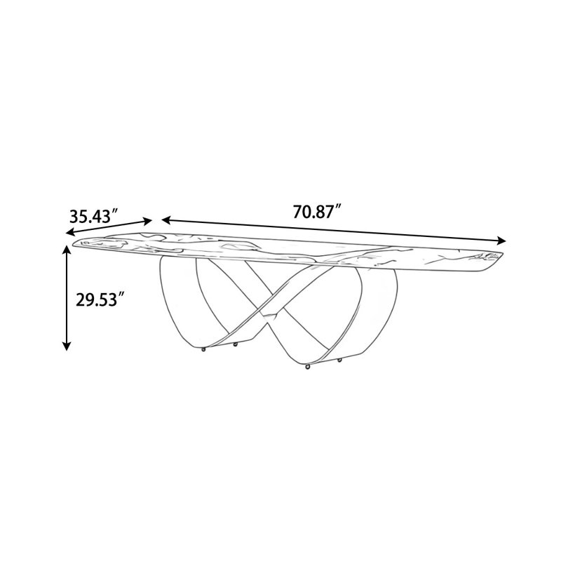 70.87-inch granite slab dining table