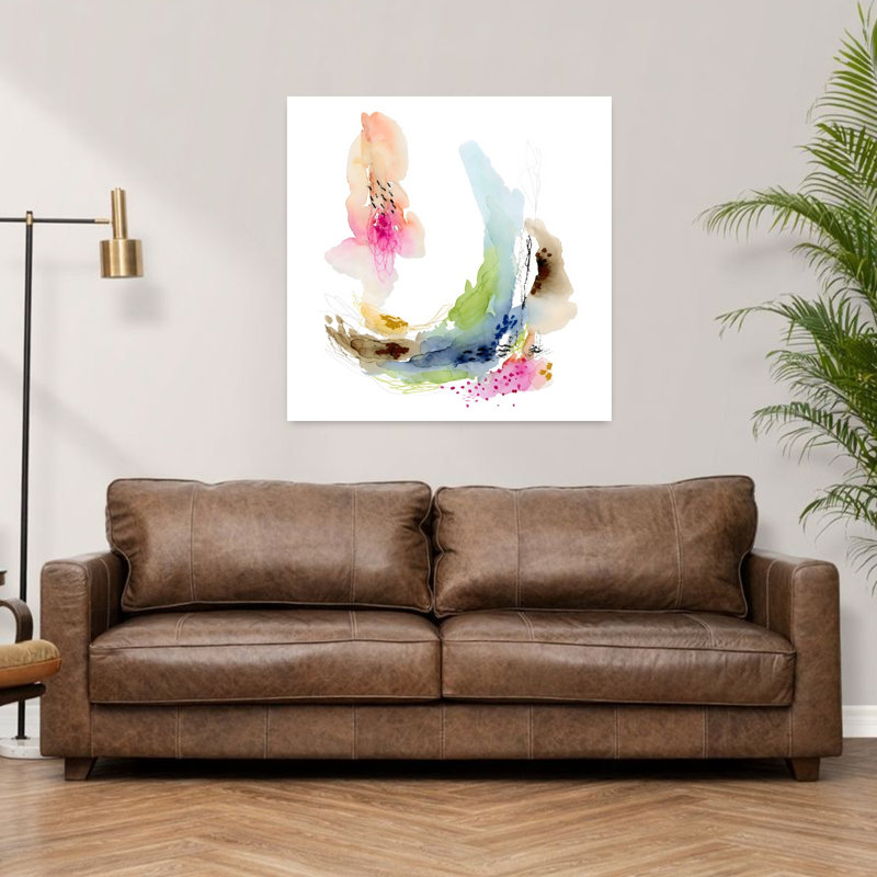 Abstrait aquarelle abstraite, art mural délicat contemporain, 36" H x 36" W
