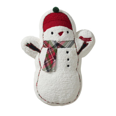 Hallmark 11" X 16" Ivory Snowman Shaped Holiday Decorative Pillow