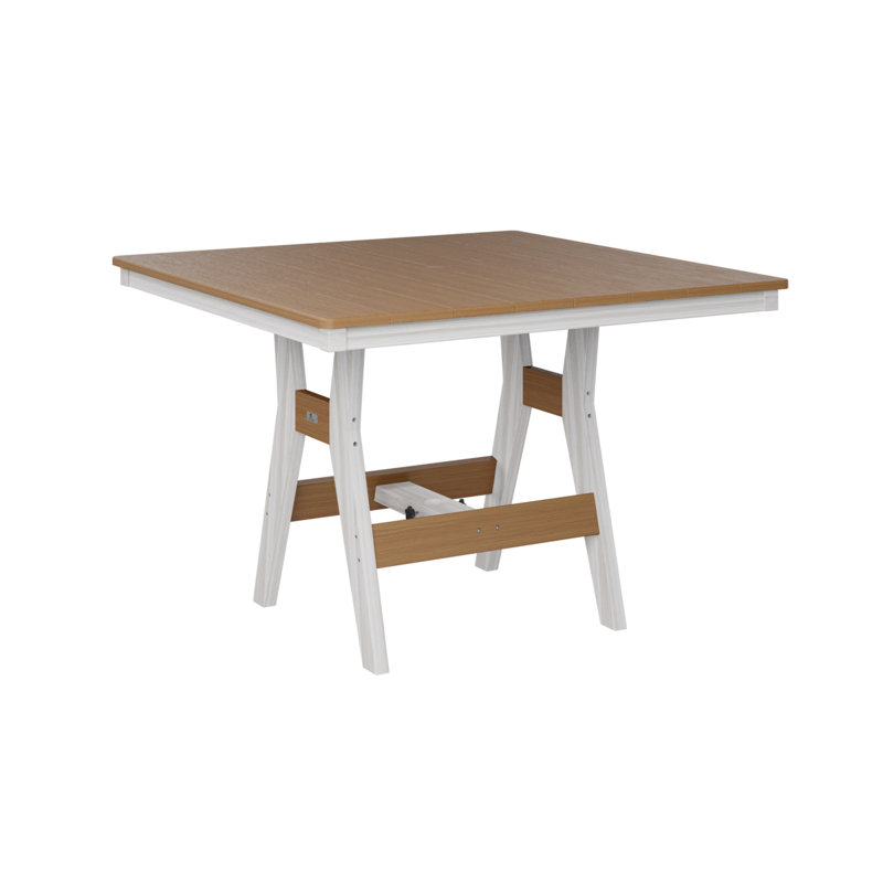 Table de salle à manger carrée 44 po Berlin Gardens Harbor, Teck naturel, 38.37" H x 44" W x 44" D, Coquille de mer