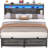 Storage Bed with Sliding Doors, LED Lights & USB Charging Station-1425455951-1425455950