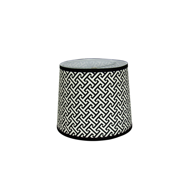 Abat-jour noir et blanc à imprimé labyrinthe, H 10 po x l 12 po x P 12 po