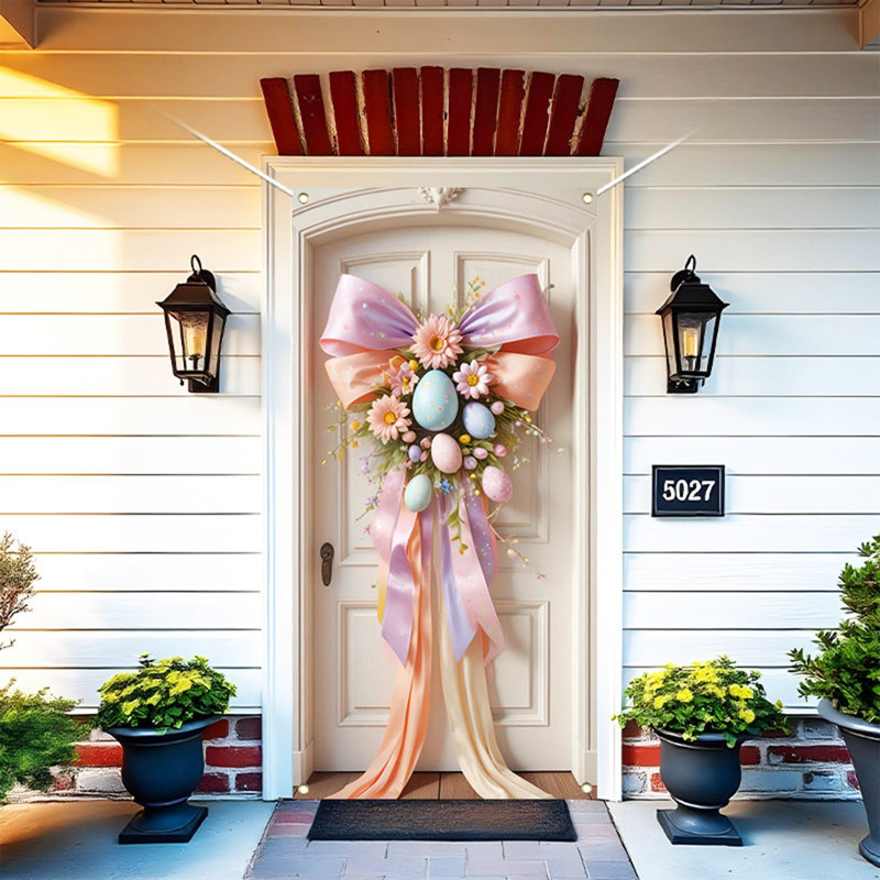 Kbndieu Easter Door Curtain Suitable for Large Party Supplies Room Garden Wall Decoration Holiday Decoration Background