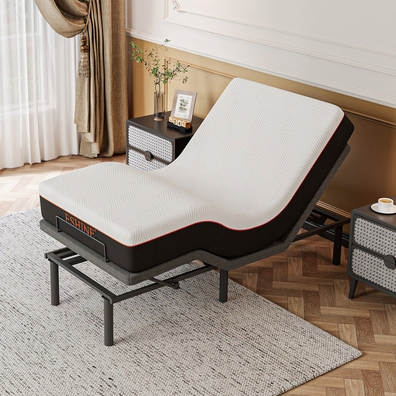 Lit simple réglable avec massage, gravité zéro, télécommande sans fil et contrôle des applications, matelas en mousse viscoélastique de luxe de 10 po inclus, série E3100