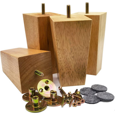 Solid Wood Furniture Legs Replacement Set Of 4 With Mounting Plates And Screws For Sofa Couch Table Desk Cabinet Bench Dresser Chair Ottoman Bookcase