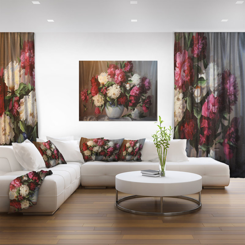 Large Floral Bouquet of Blooming Peonies Wrapped Canvas Art