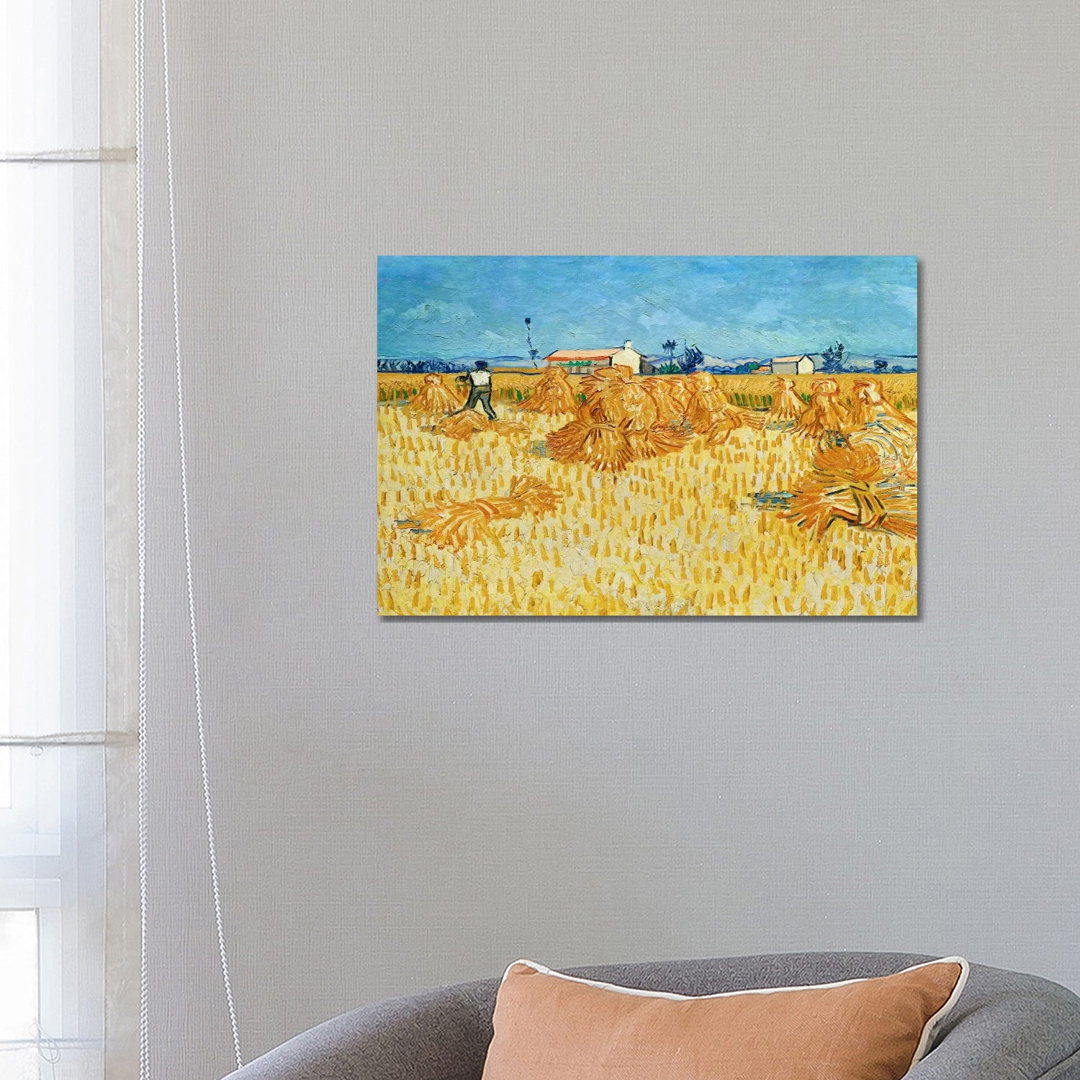 Harvest In Provence by Vincent Van Gogh - Wrapped Canvas Painting